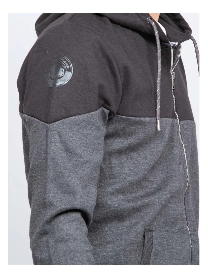 Sweat zippé capuche WICKER   Noir