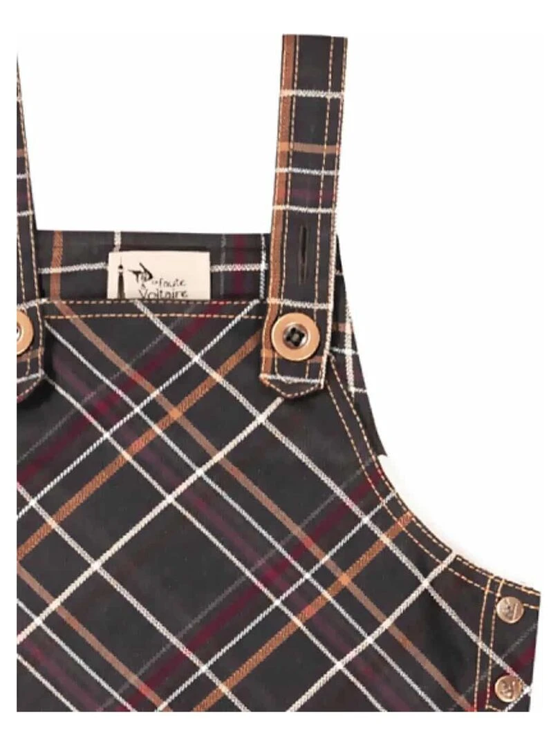 Robe Salopette Fille Carrx Tartan Marron LOLA 'LA FAUTE A VOLTAIRE' Marron