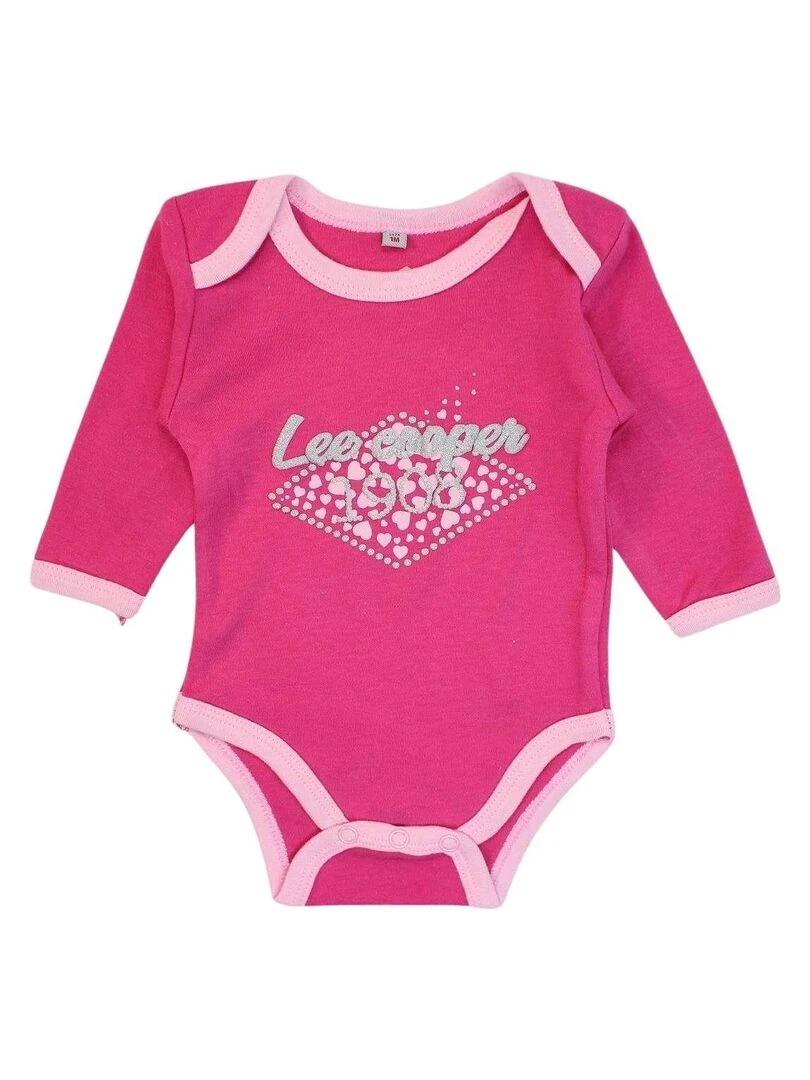 Lee Cooper   Lot de 2 bodys bébé fille en coton   Rose fushia