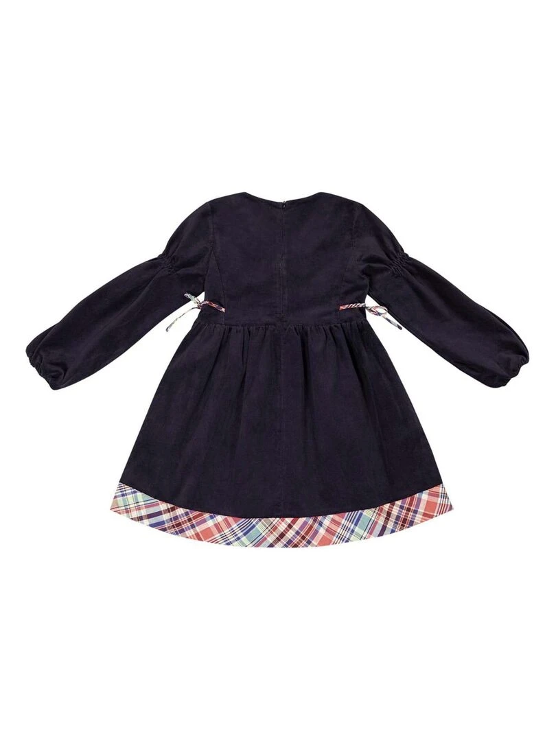 Robe Hiver Fille  Velours Bleu Marine Carrx Vieux Rose  MARGOT   'LA FAUTE A VOLTAIRE'   Bleu marine