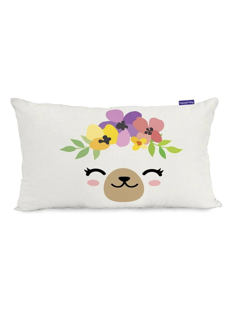 Housse de coussin Cute llamas "Happyfriday"   Blanc