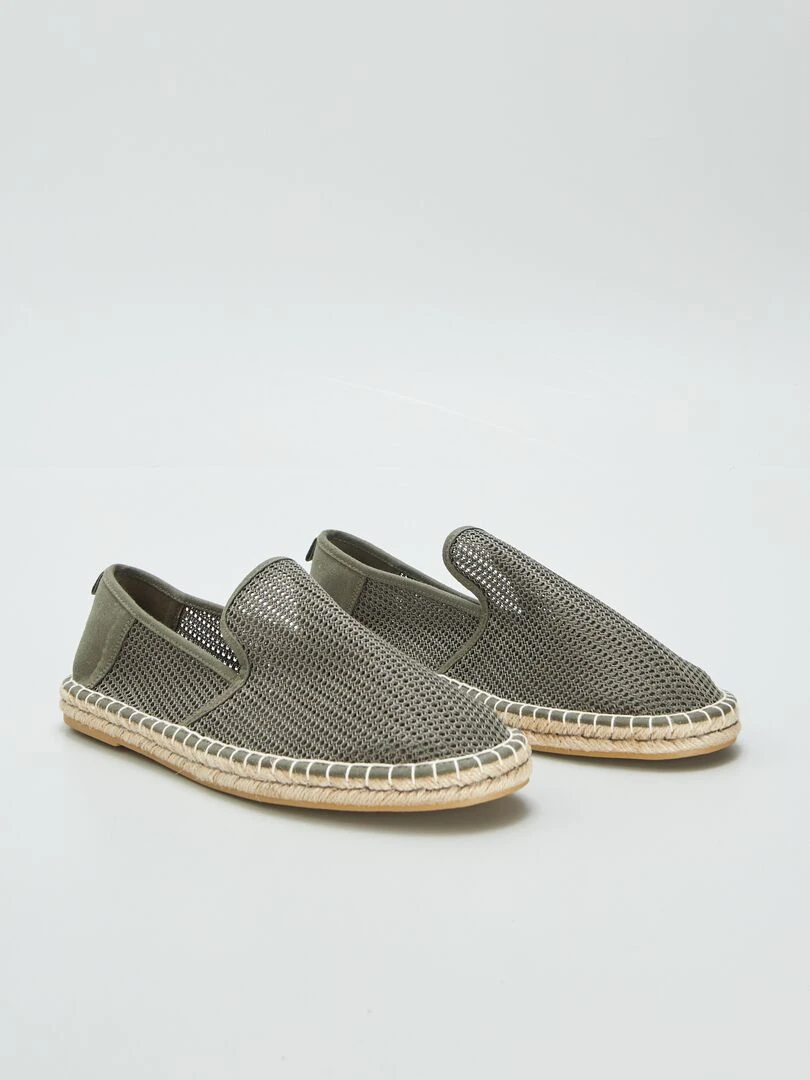 Espadrilles en toile et mesh Kaki