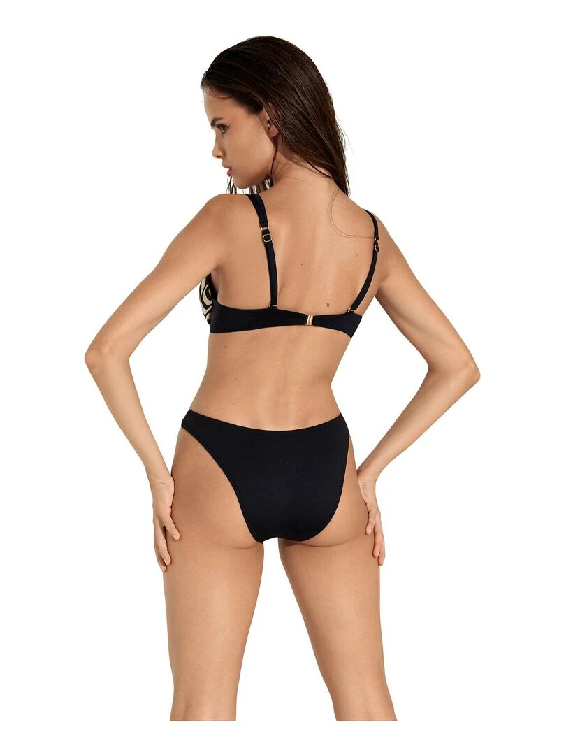 Bas maillot slip de bain bikini échancré taille basse Iceland   Noir