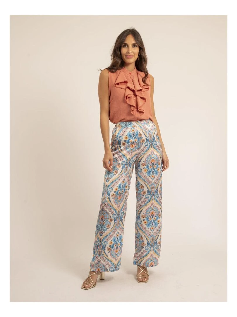 Pantalon motifs EDMA   Bleu