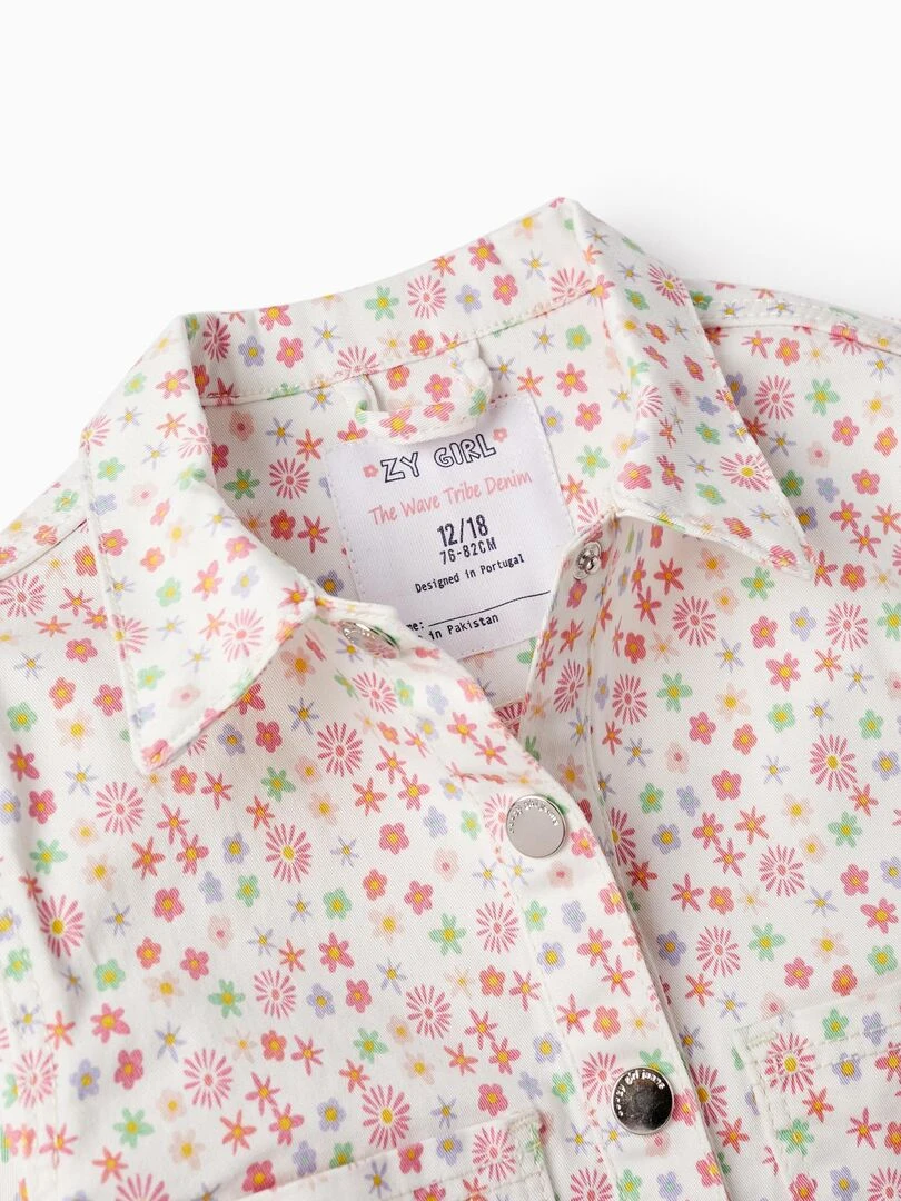 Manteau en sergé à motif floral pour bébé fille  THE WAVE TRIBE   Blanc