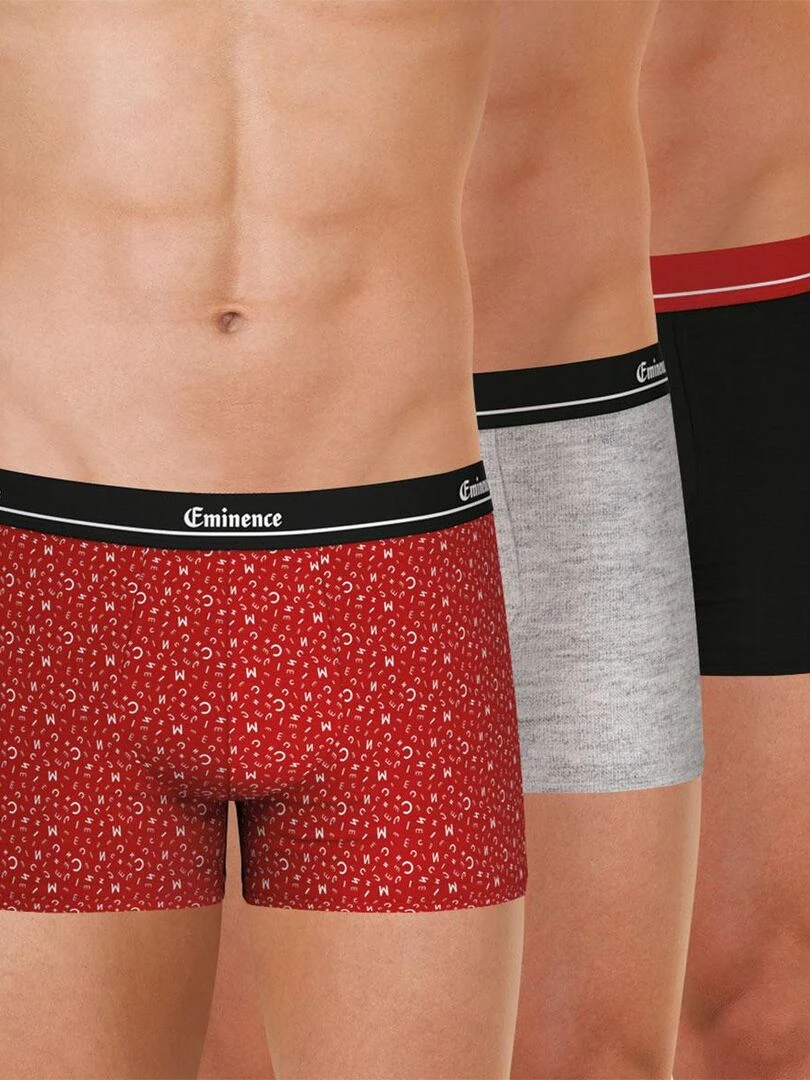 Lot de 3 boxers homme Chic Edition limitée 80 ans Gris Rouge Noir