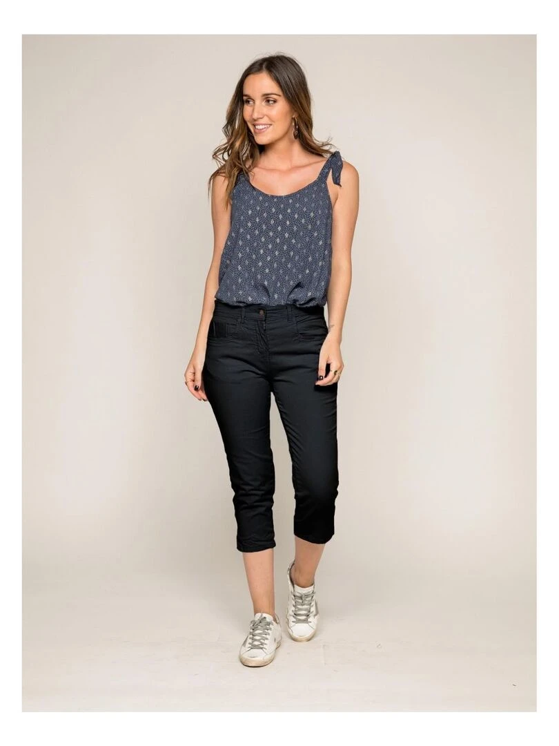 Pantacourt slim en coton stretch XETRA Bleu marine