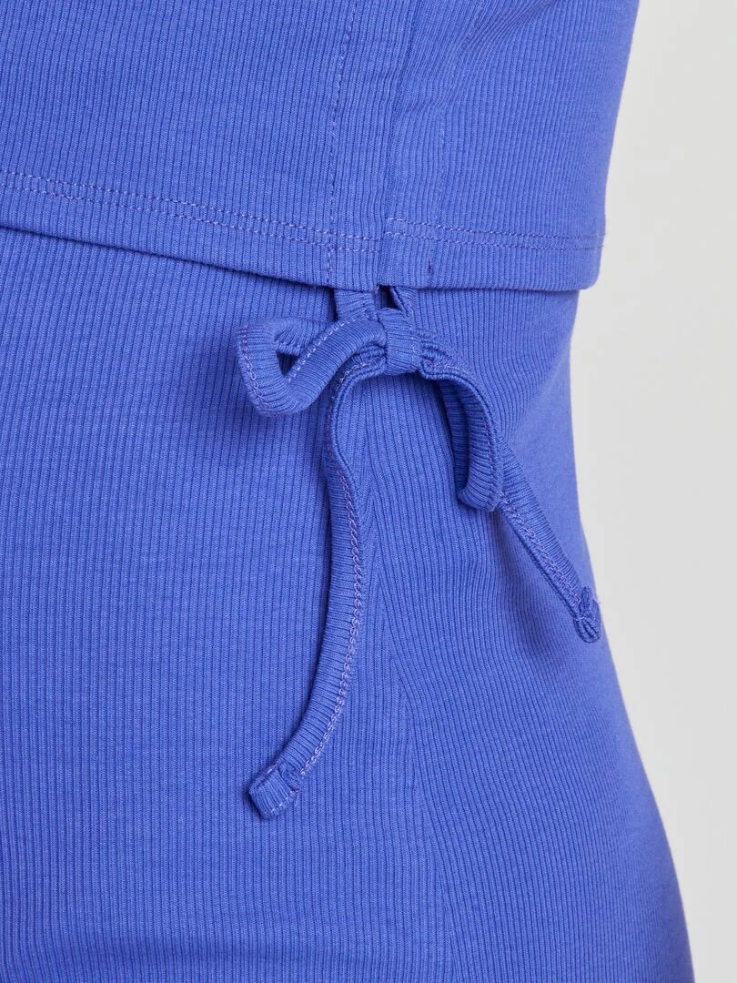 Robe courte allaitement en maille côtelée   Bleu