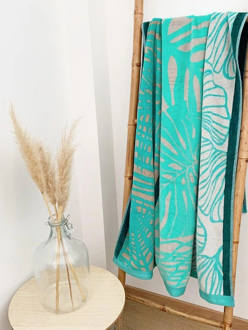 Serviette de plage Jacquard Benijo 100x175 470 g/m² Vert