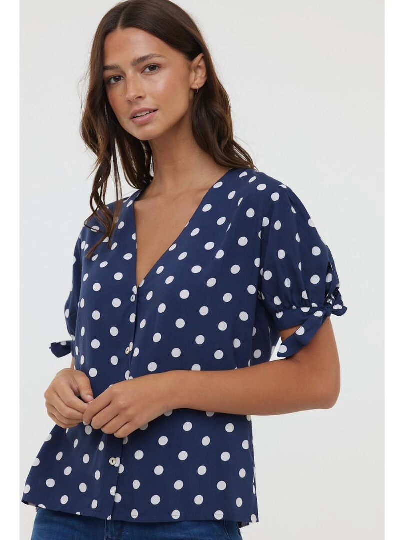 Lee Cooper   Chemise manches courtes viscose regular DISIA MC   Bleu marine