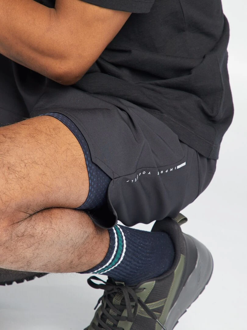 Short de sport 2 en 1   noir