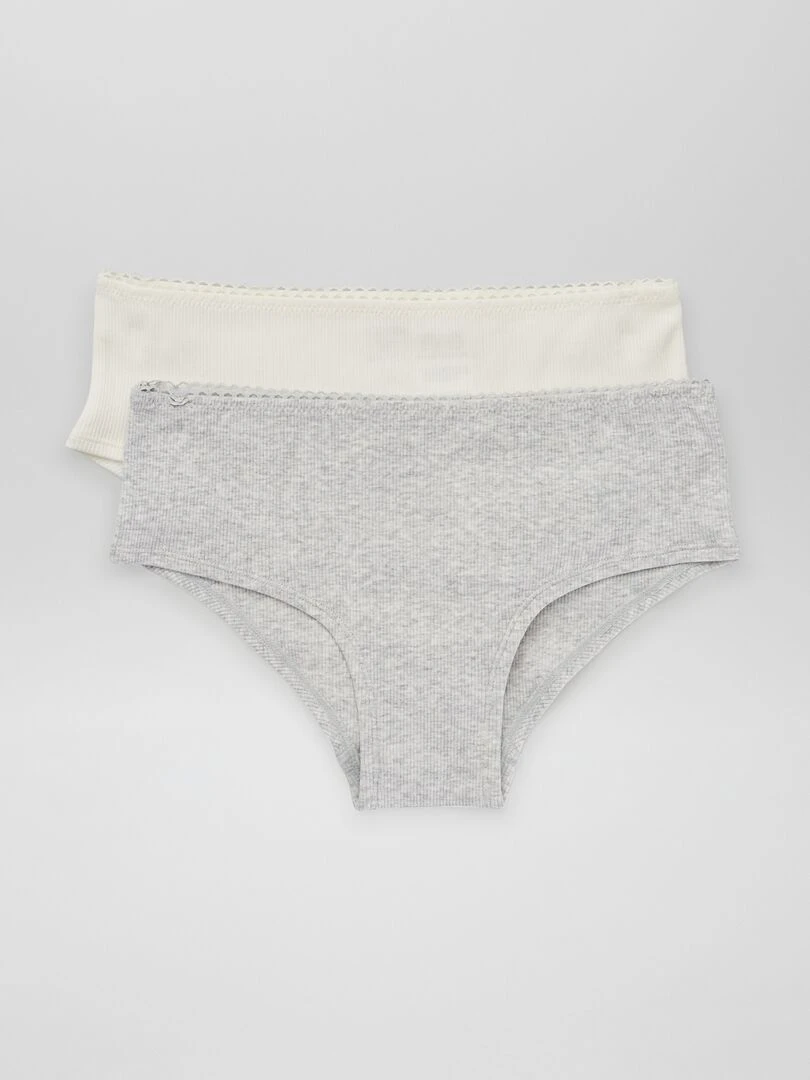 Lot de 2 shorties en maille Blanc/gris