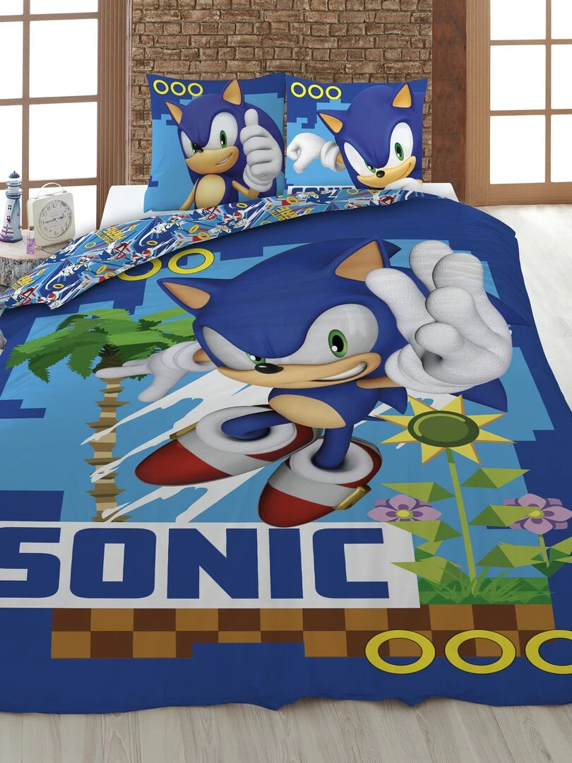 Parure de lit 'Sonic' 1 personne bleu