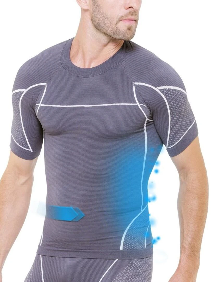 T shirt de compression running Cellutex Gris clair