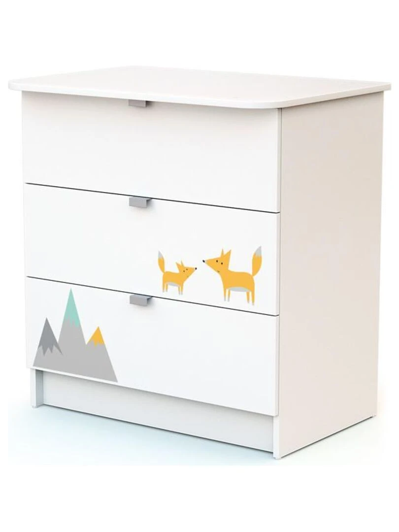 WEBABY Commode à langer Blanc Orange Gris