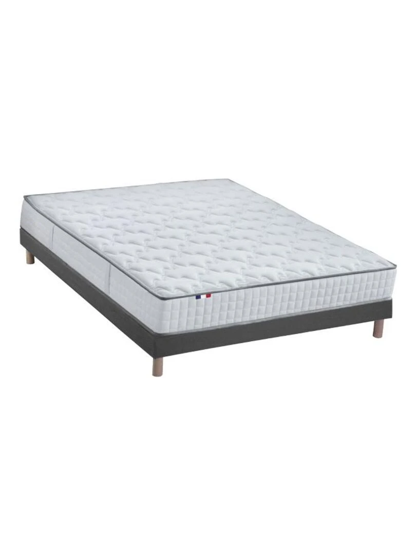 Ensemble Matelas Ressorts COSMOS + Sommier Made in France Sommier Noir Noir