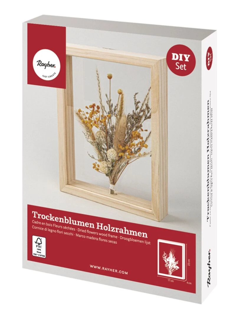 Kit cadre en bois avec fleurs séchées Multicolore