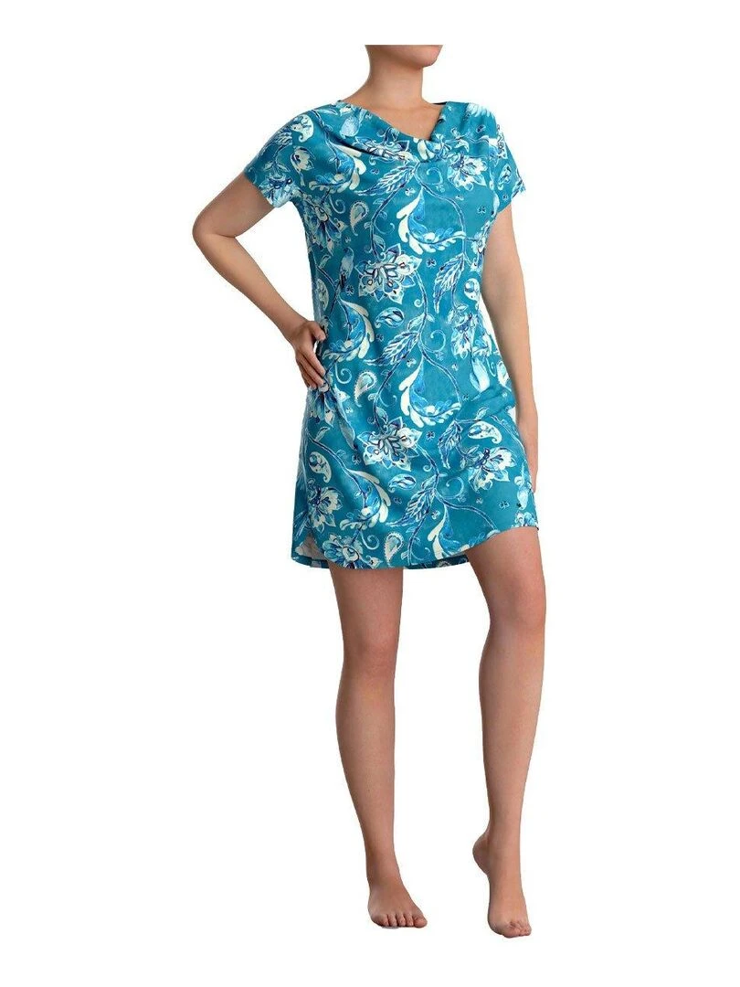 Chemise de nuit Bonnie manches courtes Bleu