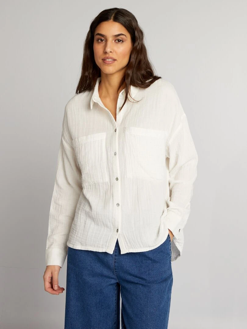 Chemisier en gaze de coton   blanc
