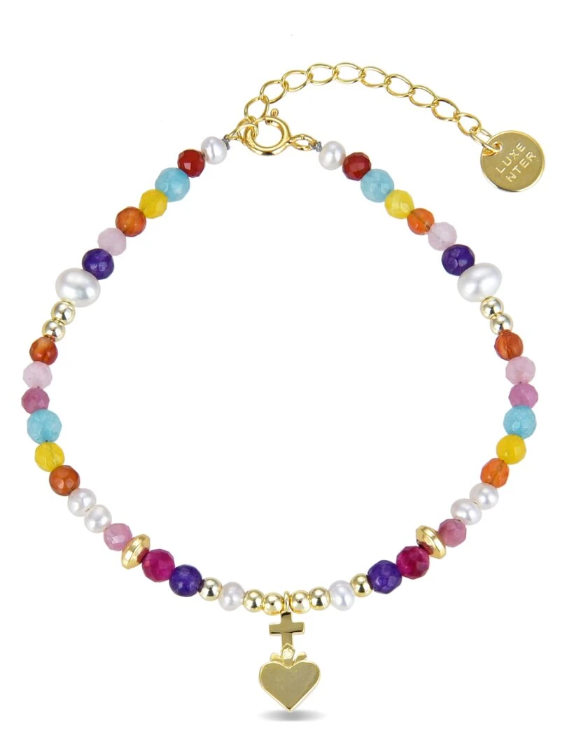 Bracelet  nymox  en argent 925 et cristal multicolore avec finition plaquée or jaune 18 K   Multicolore