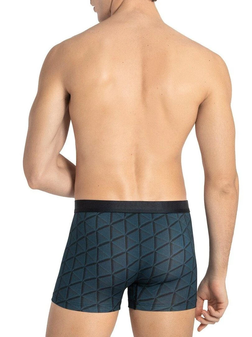 Boxer Arika imprimé losanges en lyocell   Bleu
