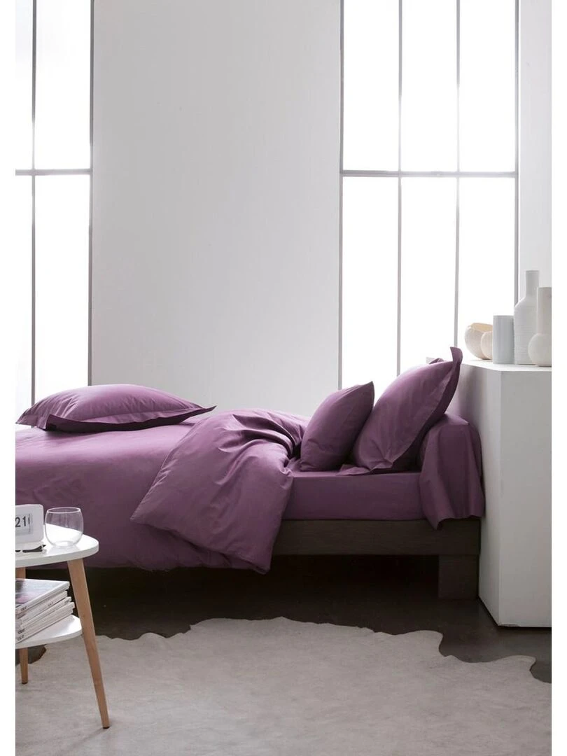 Drap Housse 2 personnes uni '57FILS' 'TODAY'   Violet