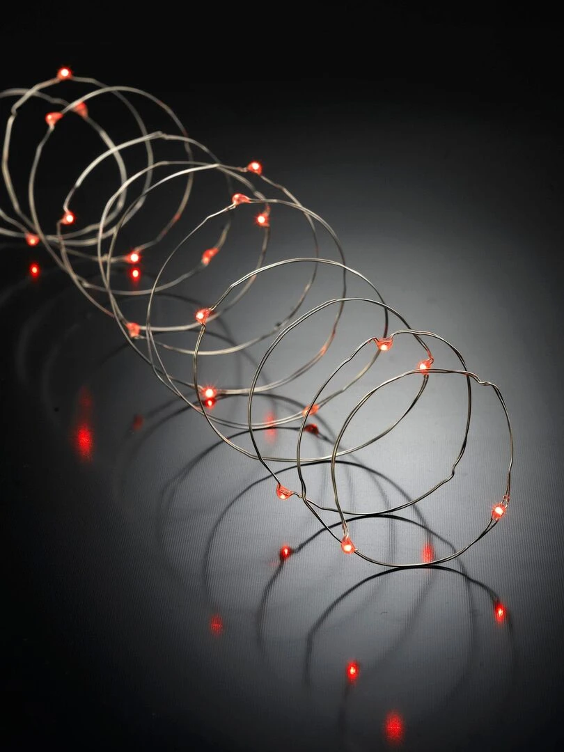 Guirlande interieur fil cuivre 20 led rouge Rouge