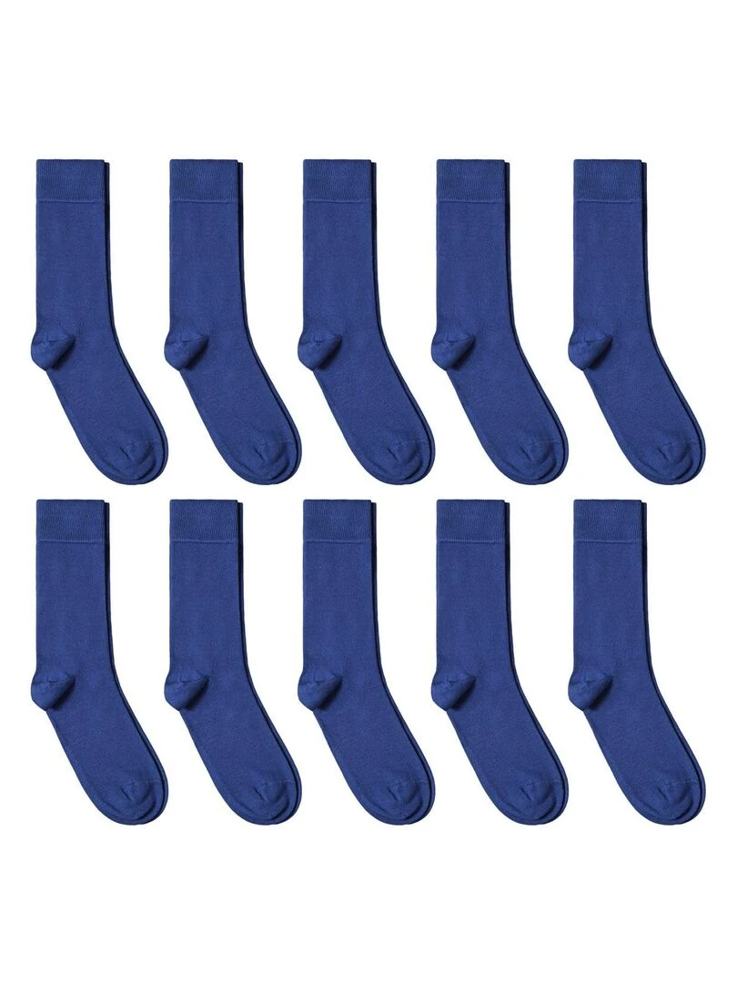 Chaussettes Jersey Coton Lot 10 Paires Fabrication UE Bleu roi