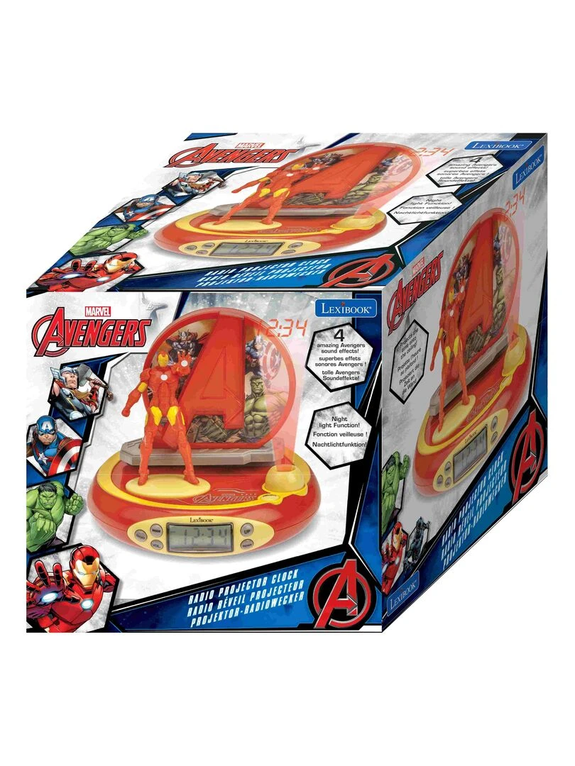 Réveil Projecteur Avengers Avec Iron Man En 3d Et Des Sons Super héros   N/A