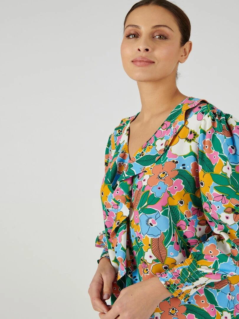 Blouse imprimée à volants Damart Multicolore