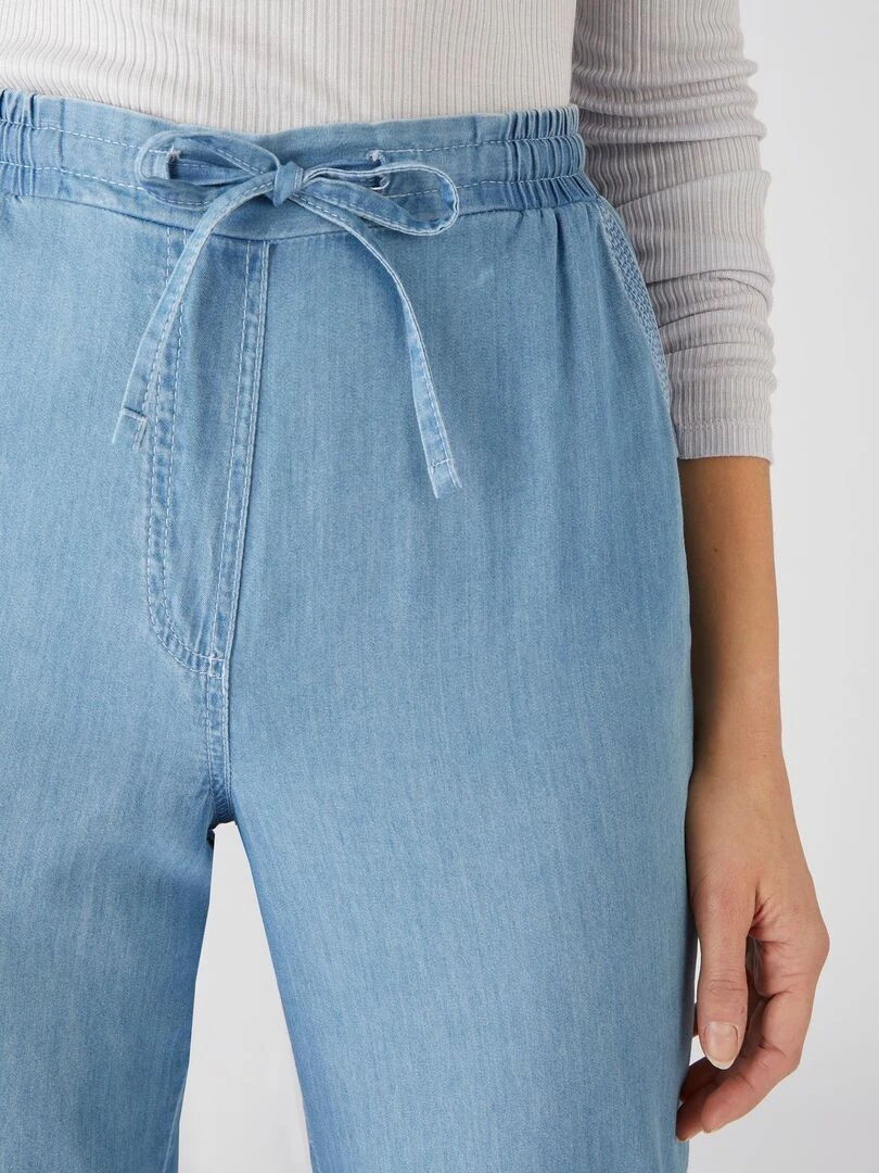 Pantalon toile chambray pur coton Damart Bleu