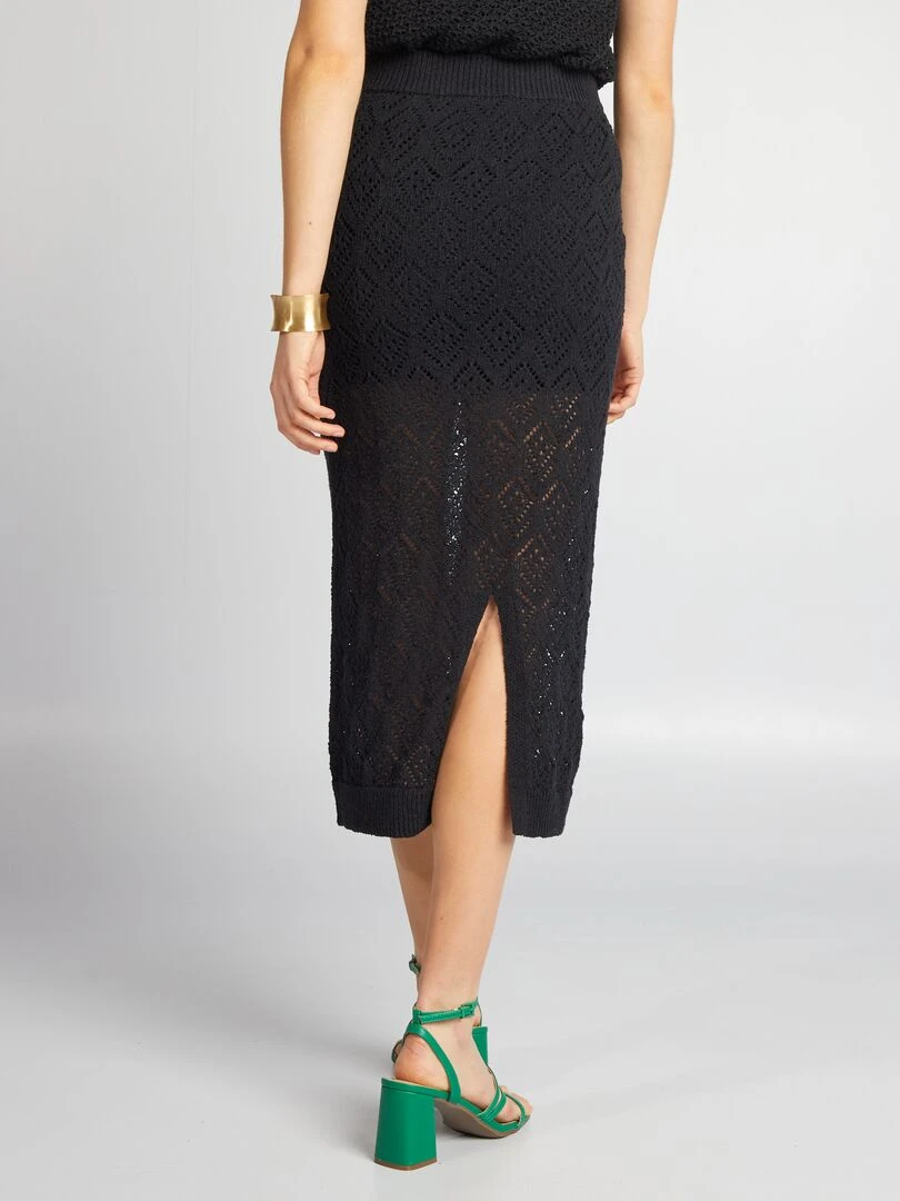 Jupe midi en tricot   noir