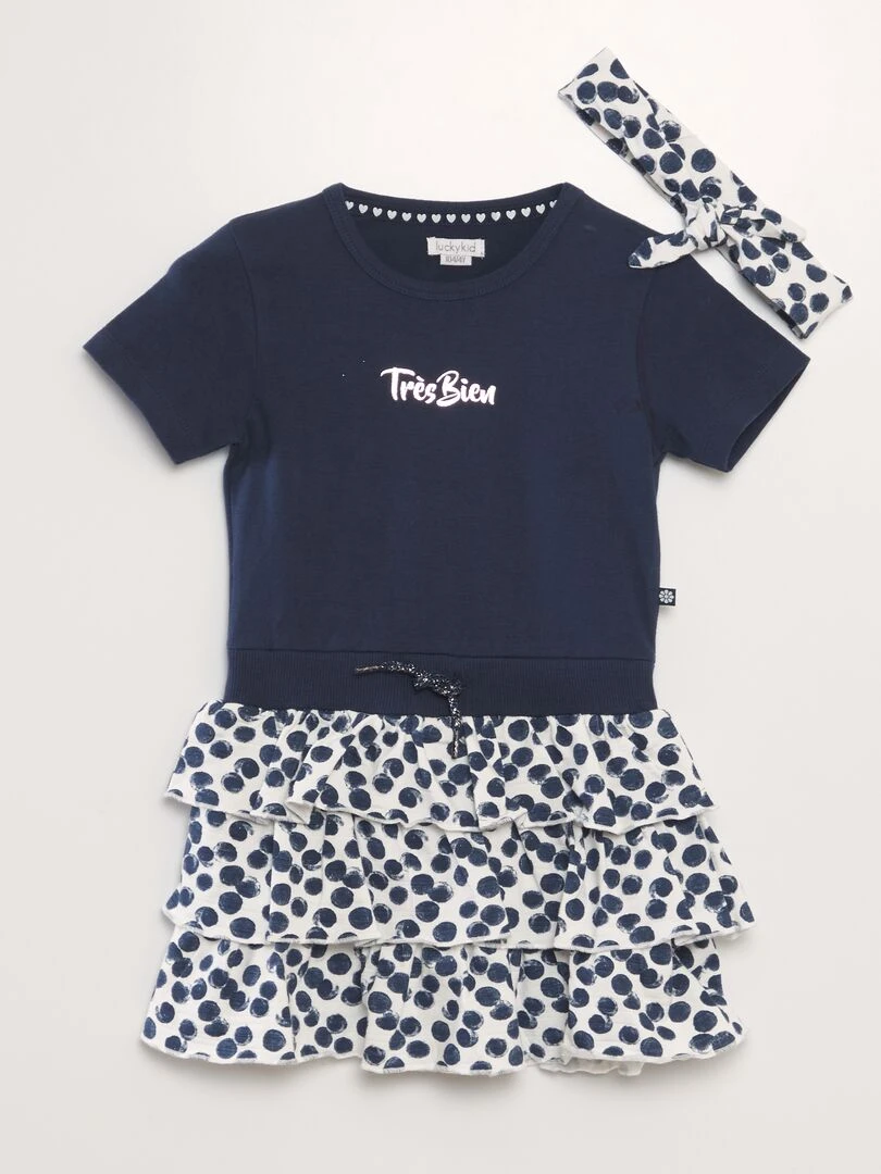 Robe 2 en 1 et bandeau assorti Bleu