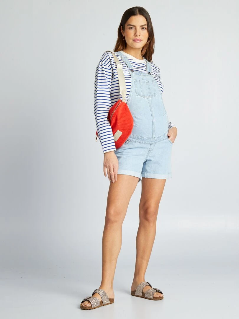 Salopette short grossesse en denim Triple stone
