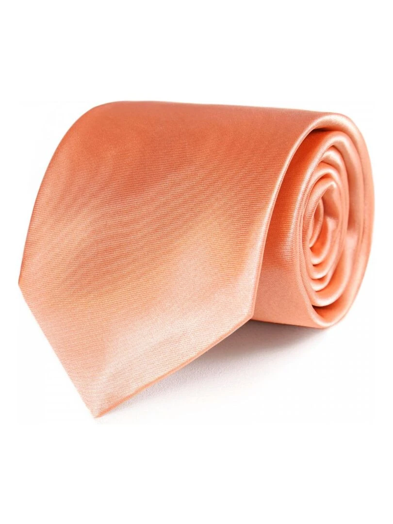 Cravate Satin Unie Fabriqué en Europe Orange corail