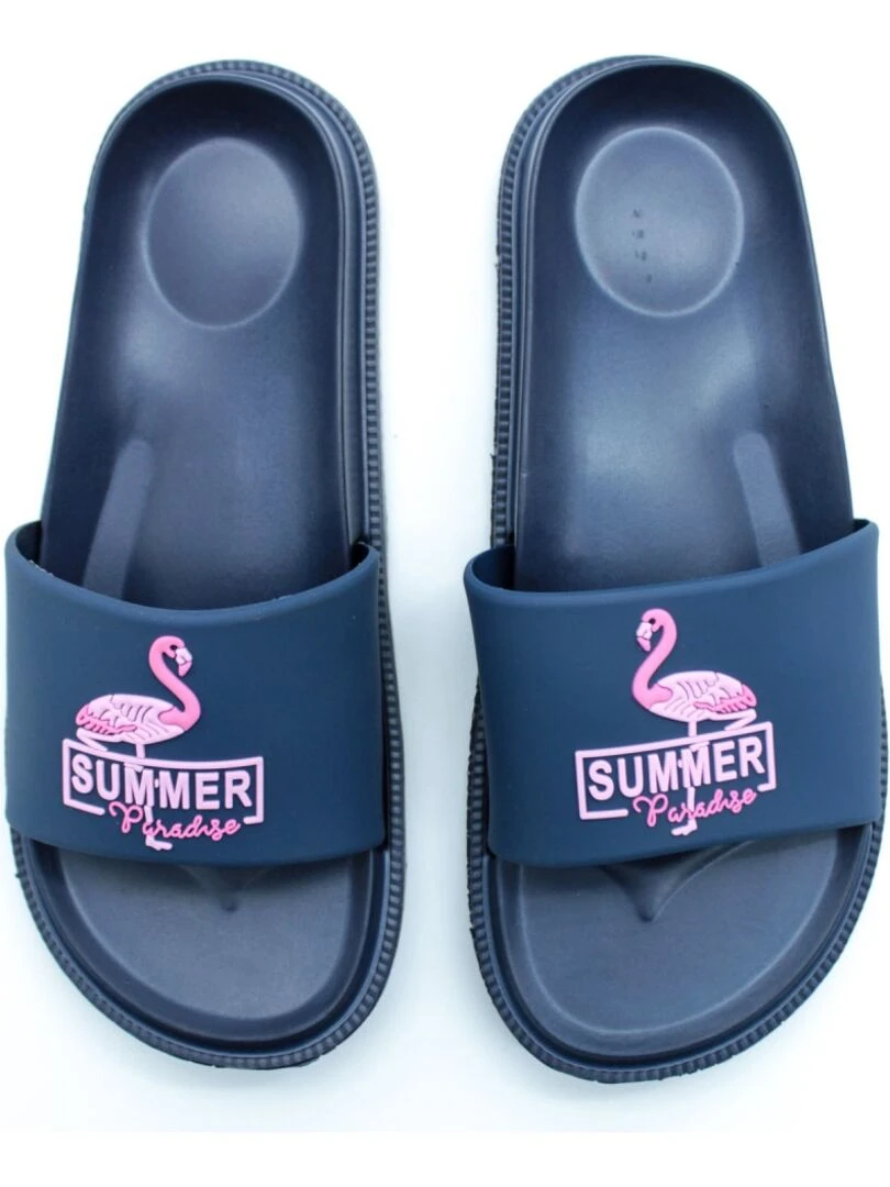 Mules flamingo Kebello   Bleu marine