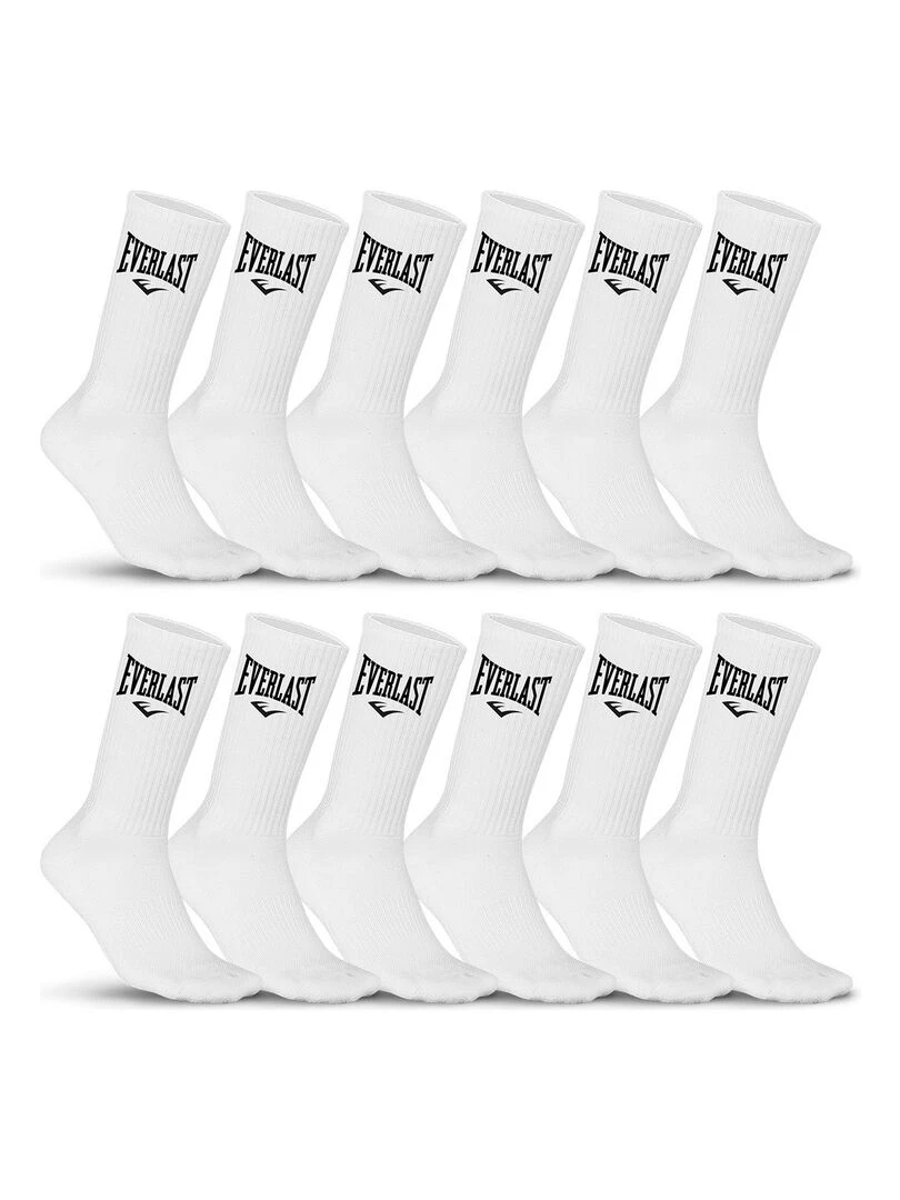Lot de 12 Paires de Chaussettes Tennis Uni Everlast Blanc