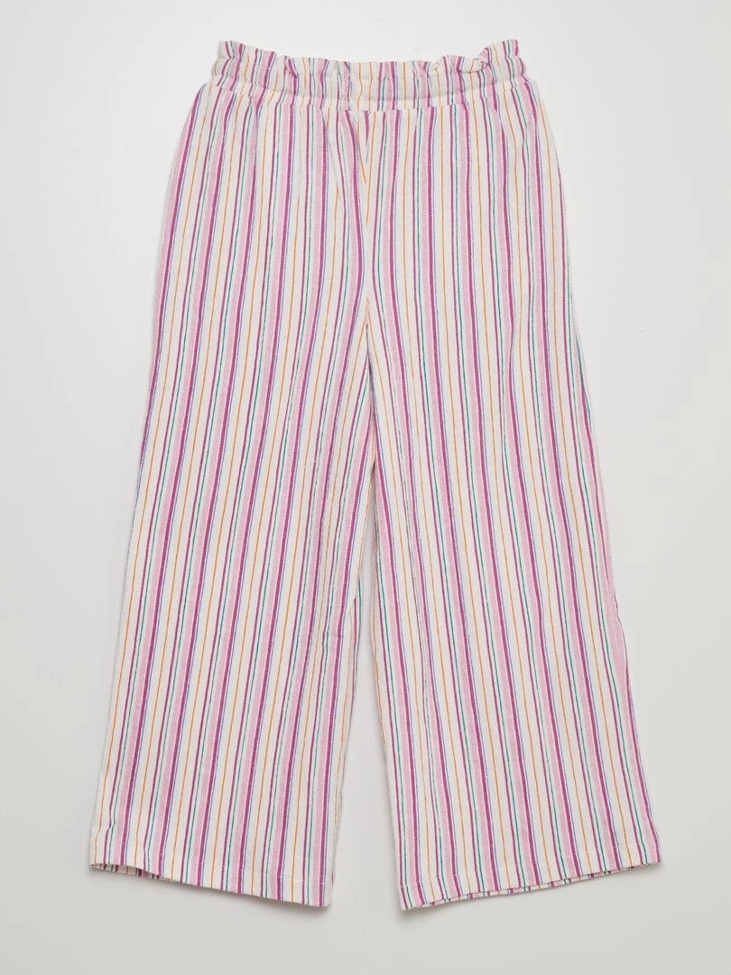 Pantalon large rayé   Blanc