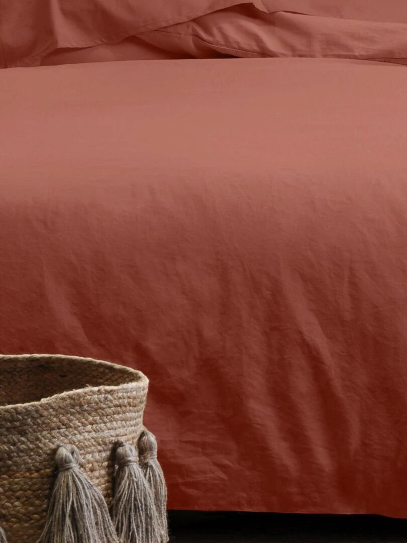 Taie d'oreiller unie en coton bio   Orange