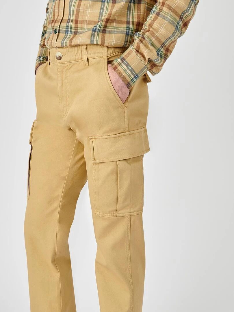 Pantalon forme cargo toile natté   Damart   Beige