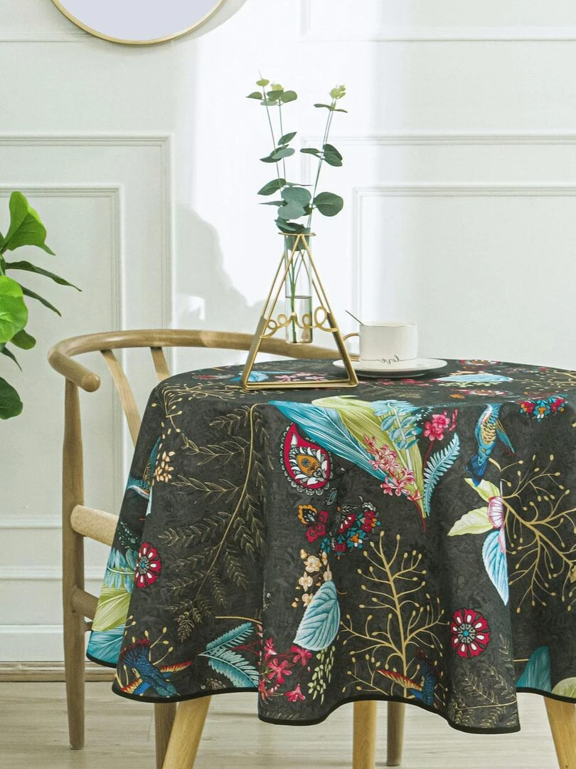 Nappe ronde et enduite à l'esprit bucolique   Gris