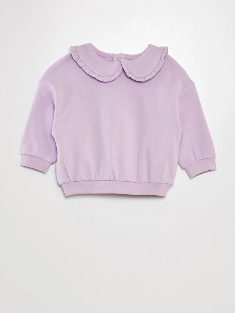 Sweat en coton à col claudine Violet