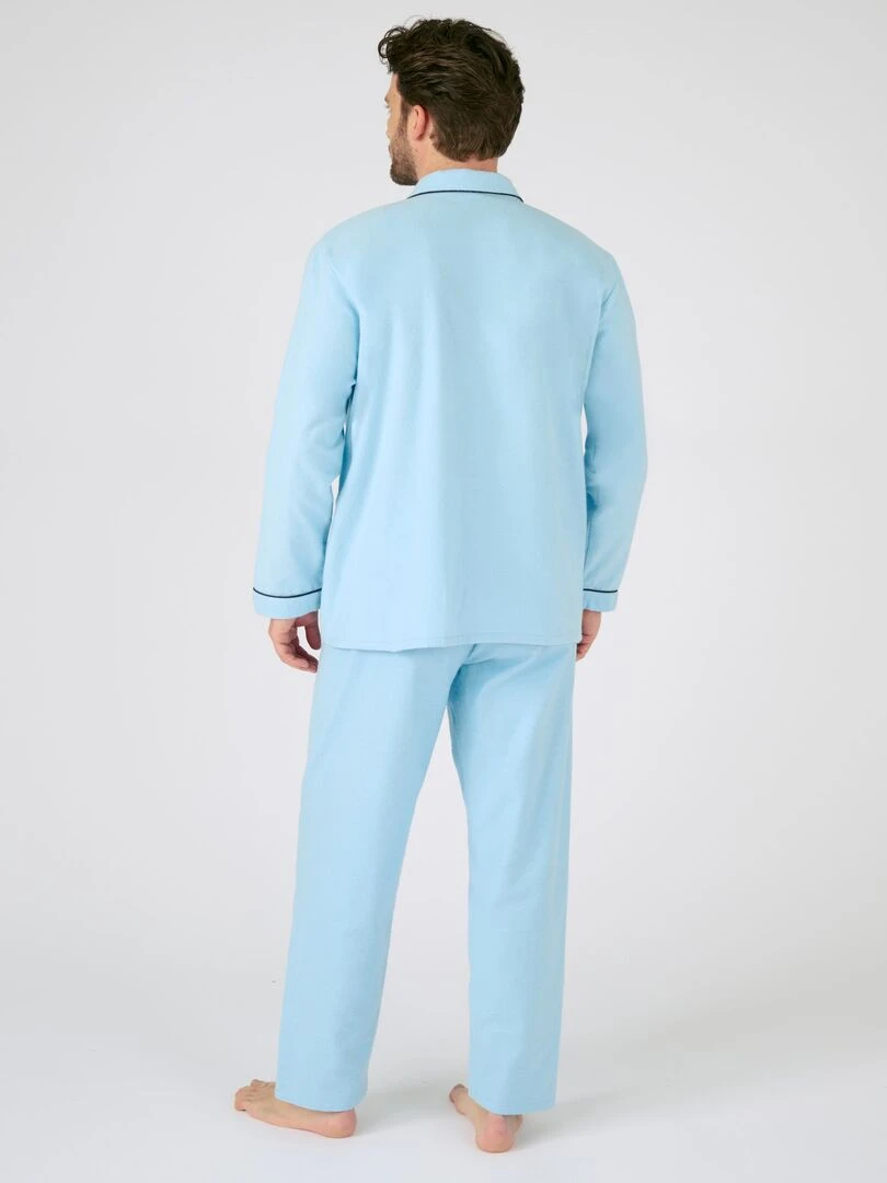 Pyjaveste flanelle grattée pur coton   Damart   Bleu