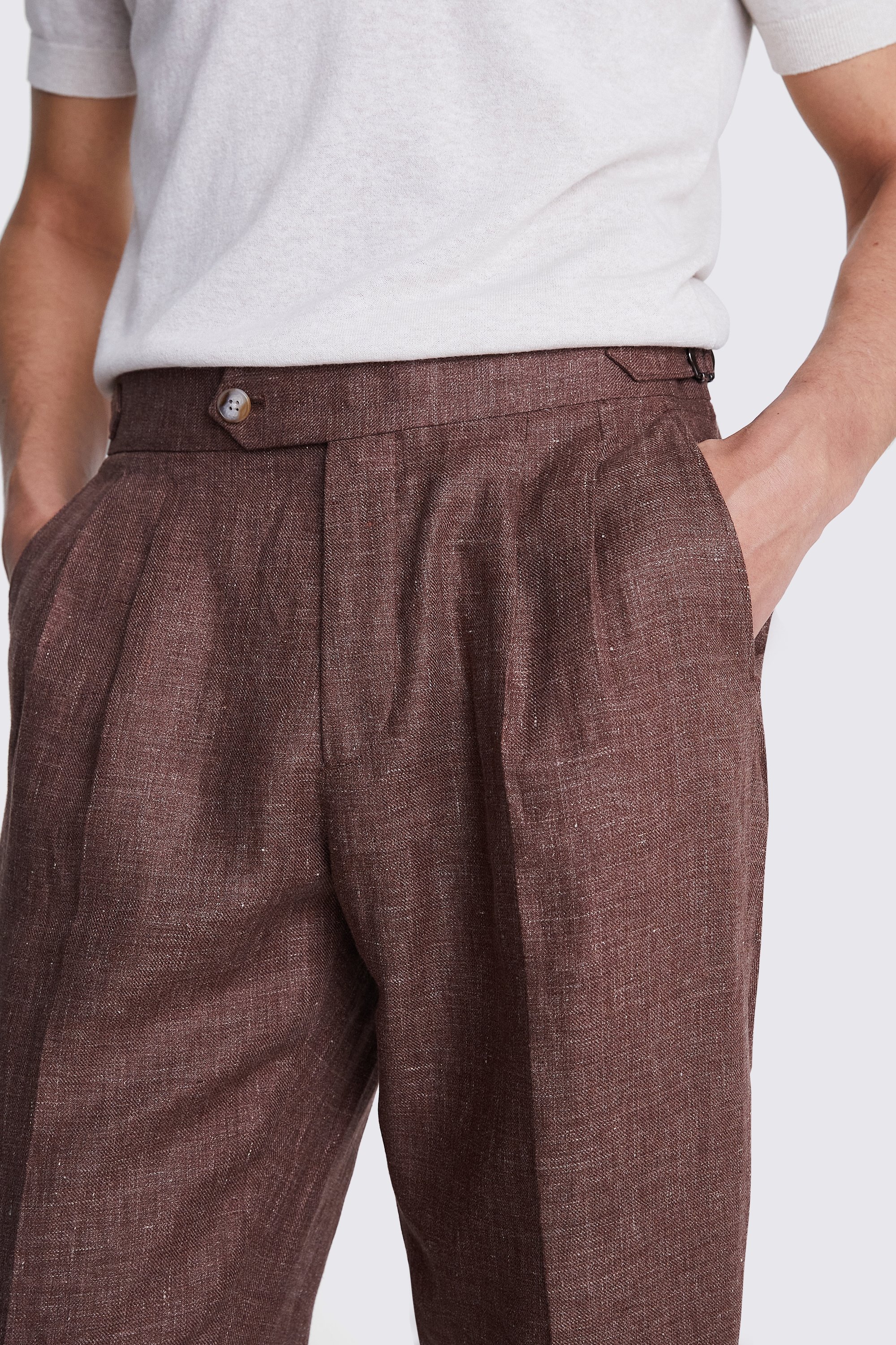 Copper Linen Pleated Trousers   Buy Online at Moss