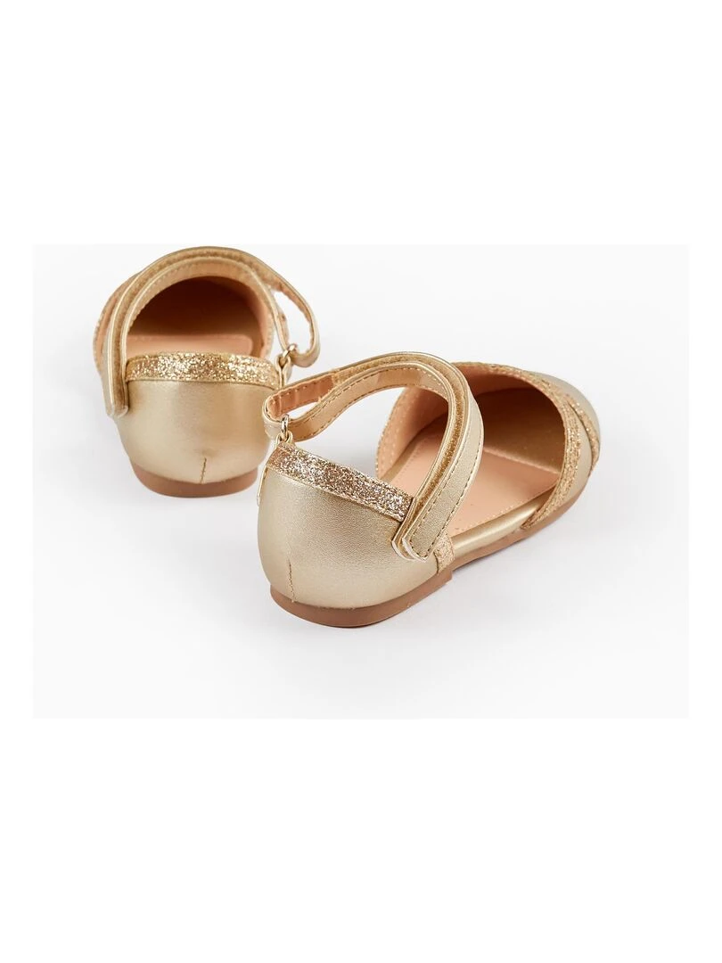 Ballerines à Paillettes pour Bébé Fille  CÉRÉMONIE   Or rose