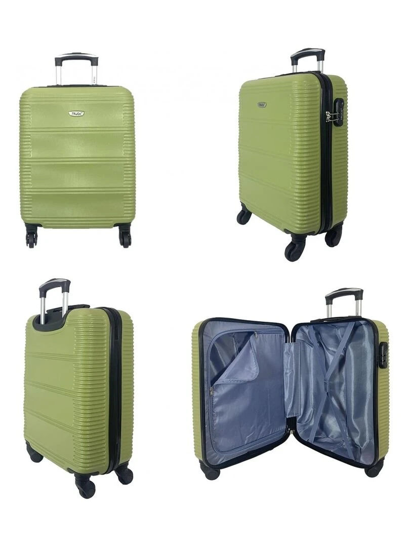 Lot 3 valises dont 1 valise cabine rigides ABS   Vert