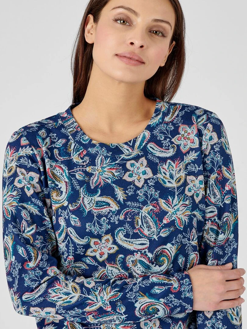 T shirt maille grattée chaude Damart Bleu marine