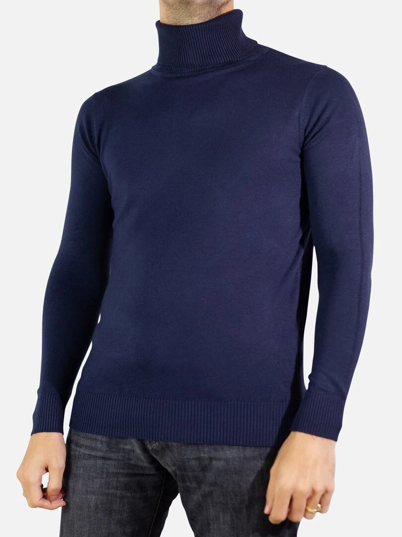 Pull manches longues col roulé Kebello Bleu marine