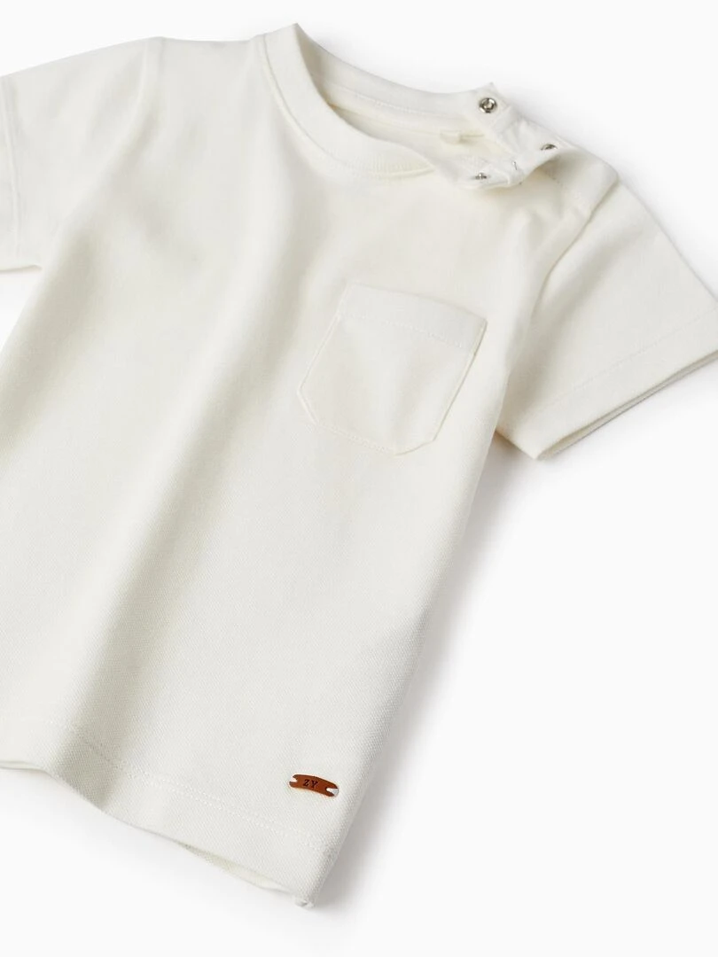 T shirt à manches courtes en piqué pour bébé garçon manches courtes MATISSE   Blanc