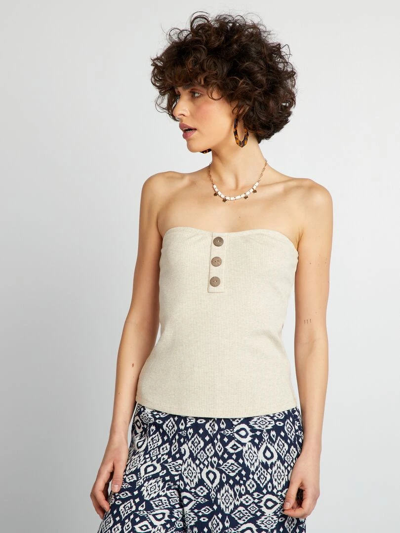 Bustier en maille côtelée   Beige